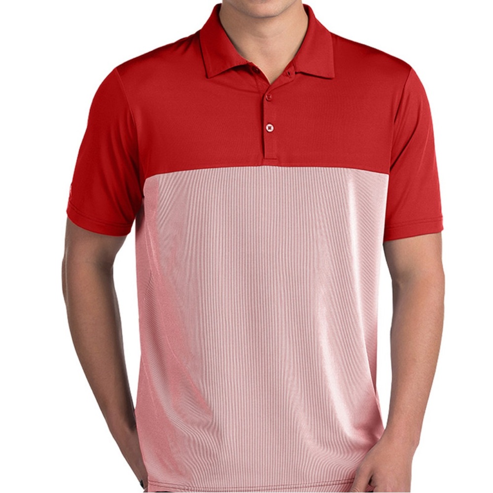 Antigua Men's Polo golf Shirt in Red and tiny red/white stripes